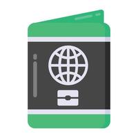 pasaporte en icono de estilo plano, vector editable