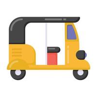 icono de tuk tuk en diseño plano, vector de transporte