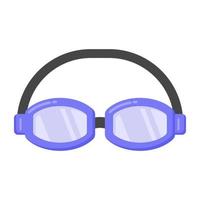 gafas de esquí en icono de estilo plano, vector editable