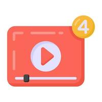 icono plano de notificación de video en diseño vectorial editable vector