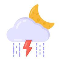 Icon of cloud with lighting bolts, concept of thunderstorm vector