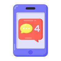 Sms notifications in flat style icon, editable vector