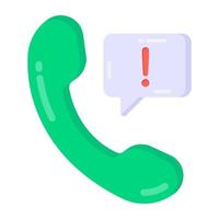 Receiver with bubble denoting flat icon of call alert vector