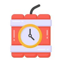 Vector of time bomb in flat editable style