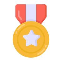 A star on a badge, army medal flat icon vector