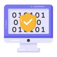 código binario cifrado en icono de estilo plano, vector editable