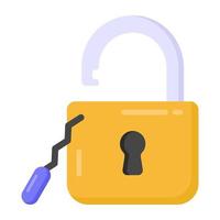 Lock pick in flat style icon, editable vector