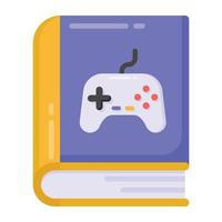 Joystick on book denoting flat icon of game instructions vector