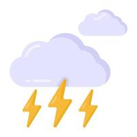 Icon of cloud with lighting bolts, concept of thunderstorm vector