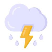 Icon of cloud with lighting bolts, concept of thunderstorm vector