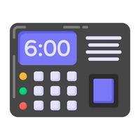 A time attendance machine icon in flat style vector