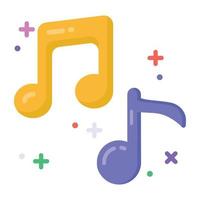 Music notes, song, melody or tune flat vector icon for musical apps and websites