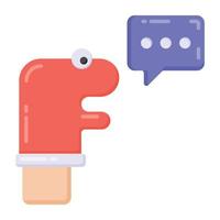 A talking puppet icon in flat style vector