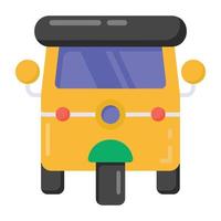 icono de tuk tuk en diseño plano, vector de transporte