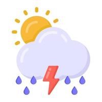 Icon of cloud with lighting bolts, concept of thunderstorm vector