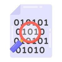 Magnifier with numbers denoting flat icon of binary search vector