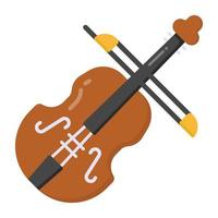 un icono de violín en un estilo editable plano vector