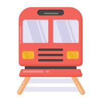 Train on railway track icon, flat editable vector