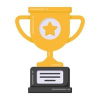 Star on cup denoting flat icon of trophy vector