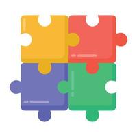 Puzzle in flat style icon, indoor kids game accessory vector