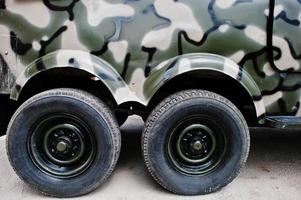 Two twin wheels at military truck jeep car photo