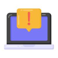 Bubble and laptop denoting flat icon of message alert vector