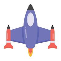 Bomber in flat style icon, space vehicle vector