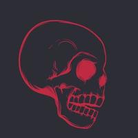 skull, side view, red on dark vector