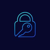 Lock and key icon, line vector