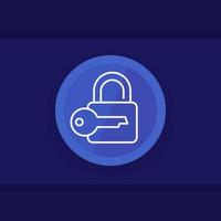 Lock and key line icon, vector design