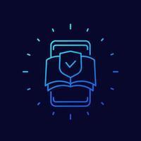 Security manual, instructions line icon with a phone vector