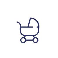 baby stroller, pram line icon vector