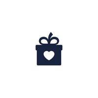 caja de regalo, icono actual con corazón vector