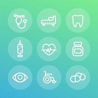 medical icons set in linear style vector