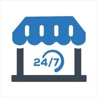 24 hour Open shop, store, icon on white background vector