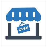 Open shop, store, 24 hour open icon on white background vector