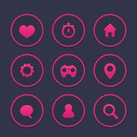 Basic web icons set, favourite, contact us, profile, settings, user, chat, message, login vector