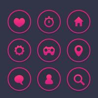 Basic web icons set, favourite, contact us, profile, settings, user, chat, message, login vector