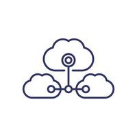 Cloud services, saas line icon vector