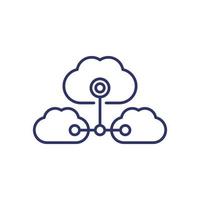 Cloud services, saas line icon vector