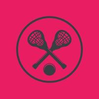 Lacrosse icon in circle with sticks and ball, vector illustration