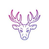 deer head, stag line vector illustration