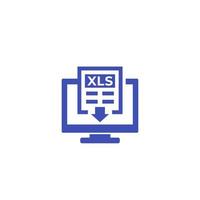 download xls document in computer vector icon