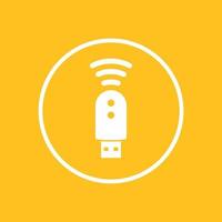 usb modem icon in circle, 3g, 4g, lte modem sign, isolated icon, vector illustration