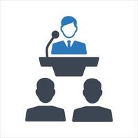 Public speech, business presentation, conference icon on white background vector