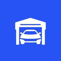Garage icon with car, vector