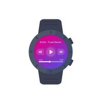 reproductor de música ui para reloj inteligente, diseño de interfaz vectorial vector