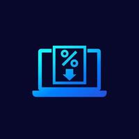 rate cut icon with laptop, vector