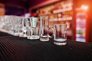 Set of collection cup glasses for bar drinks photo