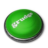 grudge word on green button isolated on white photo